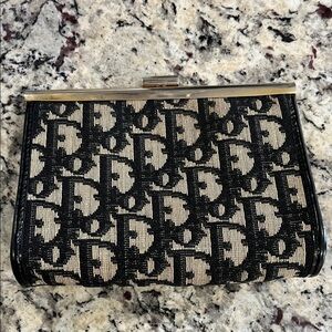 Dior Monogram Black and Cream Wristlet